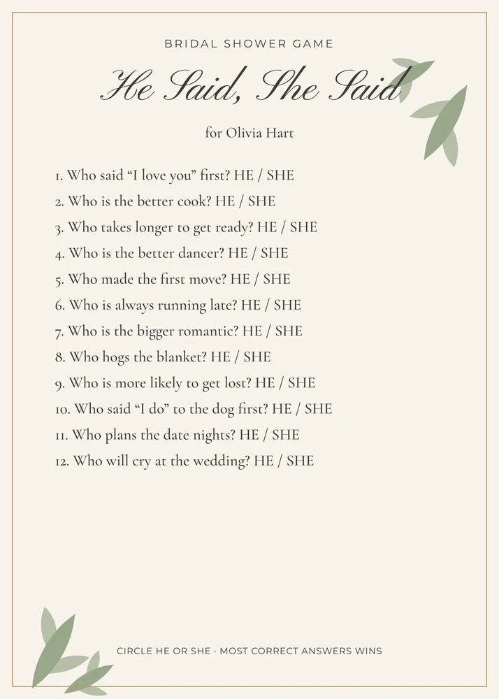 Bridal Shower Games Bundle template preview